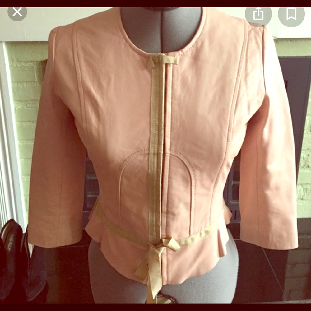 Tracy Reese Light Pink 100% Leather Jacket